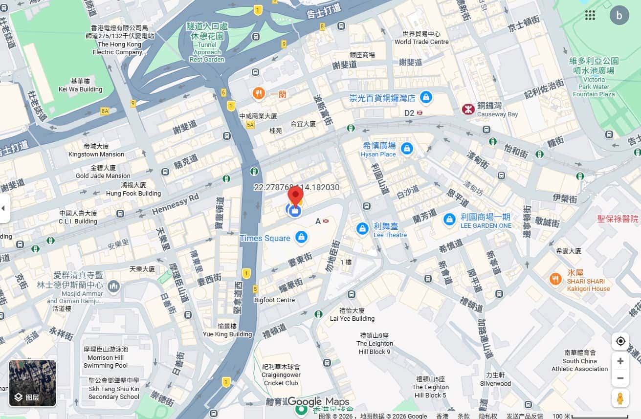 銅鑼灣地圖 - Google Maps
